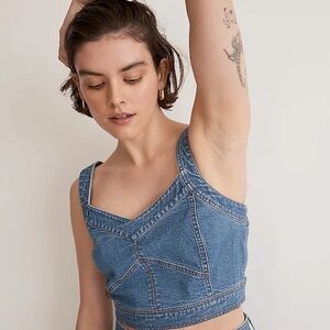 Madewell Cotton Hemp Denim Crop Tank Top Size 10